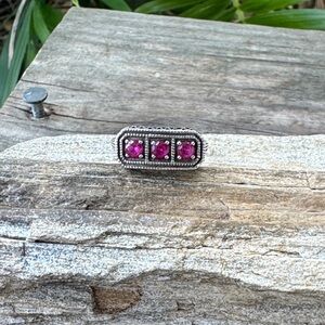 Antique Style Sterling Silver Ring with Sapphires